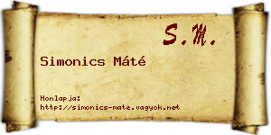 Simonics Máté névjegykártya
