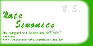 mate simonics business card